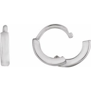14K Yellow Or White Or Rose Gold Or Sterling Silver Pair Hinged Polished Hoop Earrings, Length 8 Mm, Thickness 1.65 Mm