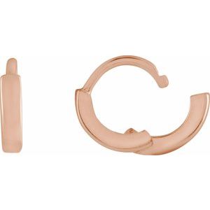 14K Yellow Or White Or Rose Gold Or Sterling Silver Pair Hinged Polished Hoop Earrings, Length 8 Mm, Thickness 1.65 Mm