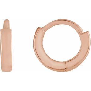 14K Yellow Or White Or Rose Gold Or Sterling Silver Pair Hinged Polished Hoop Earrings, Length 8 Mm, Thickness 1.65 Mm