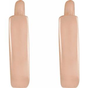 14K Yellow Or White Or Rose Gold Or Sterling Silver Pair Hinged Polished Hoop Earrings, Length 8 Mm, Thickness 1.65 Mm