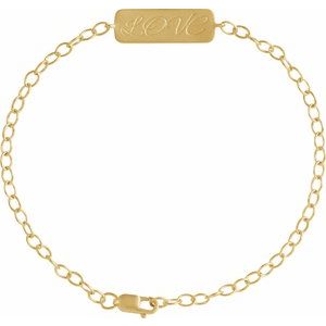 14K Yellow Gold 22.7 X 2.2 Mm 7 In Polished Love Braille Word Bracelet