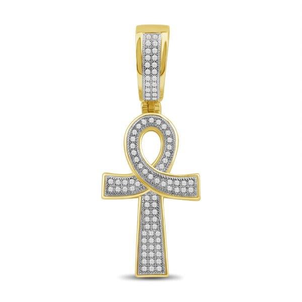 10K Yellow Gold 0.25 Cttw Diamond "Ankh" Charm