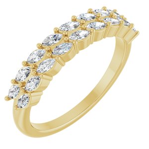 14K Yellow Gold Lab-Grown Diamond Marquise 3 X 1.5 Mm Polished 1/2 Ctw Lab-Grown Diamond Double Row Anniversary Band Size 7