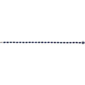 14K White Gold Oval 5 X 3Mm G-H Si1-Si2 Lab-Grown Blue Sapphire And 5/8 Ctw Lab-Grown Diamond Line Bracelet, Length: 7 In