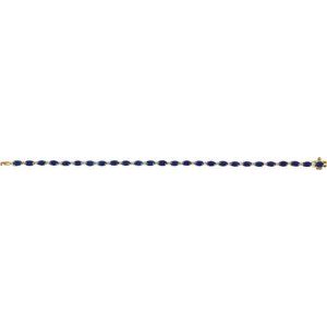 14K Yellow Gold Oval 5 X 3Mm G-H Si1-Si2 Lab-Grown Blue Sapphire And 5/8 Ctw Lab-Grown Diamond Line Bracelet, Length: 7 In