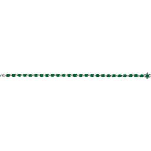14K White Gold Oval 5 X 3Mm G-H Si1-Si2 Lab-Grown Emerald And 5/8 Ctw Lab-Grown Diamond Line Bracelet, Length: 7 In