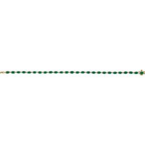 14K Yellow Gold Oval 5 X 3Mm G-H Si1-Si2 Lab-Grown Emerald And 5/8 Ctw Lab-Grown Diamond Line Bracelet, Length: 7 In