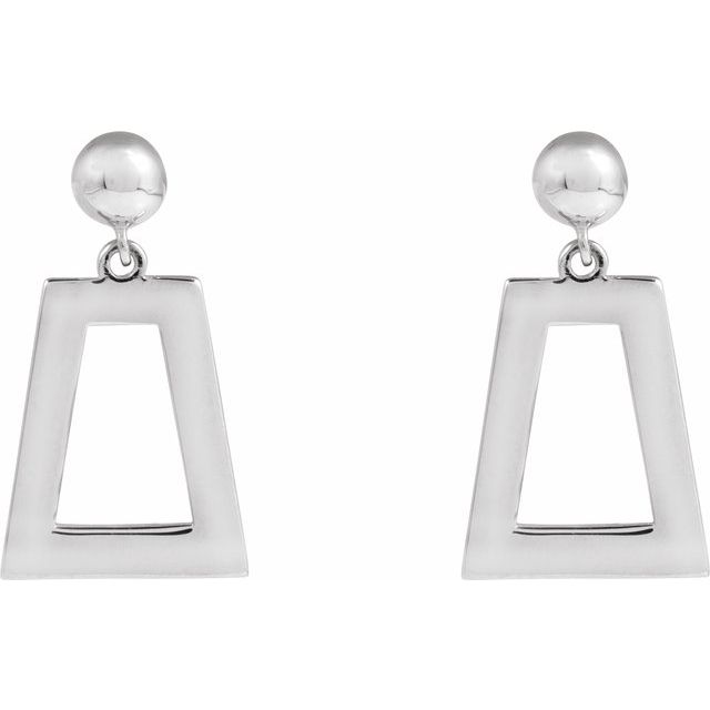 14K White Gold Or Sterling Silver 18 X 10 Mm Pair Friction Back Polished Geometric Earrings