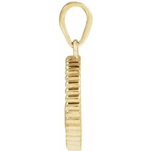 14K Yellow Gold None 19.4 X 12 Mm Polished Peace Sign Language Pendant