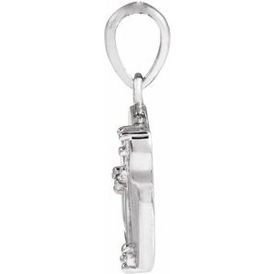 14K White Gold Round 1.2Mm G-H I1 .025 Ctw Natural Diamond Engravable Pendant