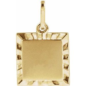 14K Yellow Gold 16.3 X 10 Mm Polished Engravable Sunburst Pendant