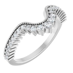 14K White Gold Round Polished 1/5 Ctw Lab-Grown Diamond Contour Band Size 7