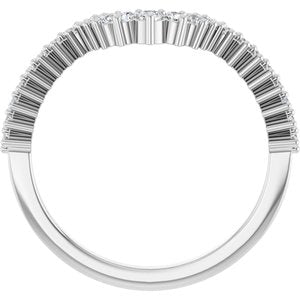 14K White Gold Round Polished 1/5 Ctw Lab-Grown Diamond Contour Band Size 7