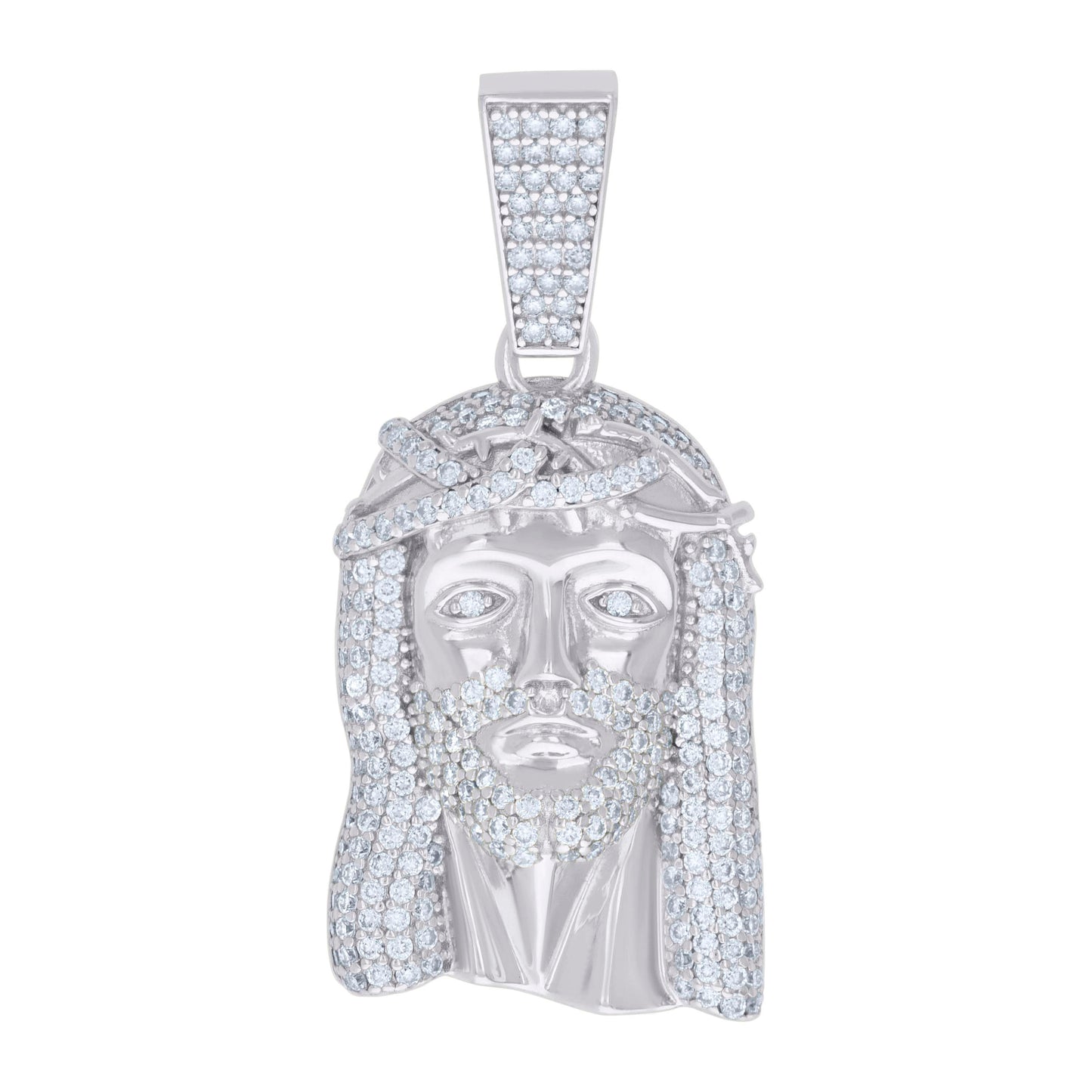 Sterling Silver Mens 1.34ct Moissanite Jesus Religious Charm Pendant