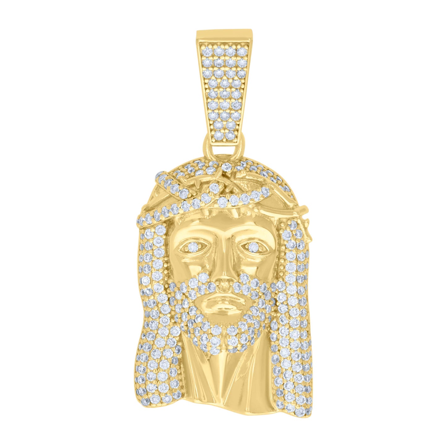 Sterling Silver Mens 1.34ct Moissanite Jesus Religious Charm Pendant