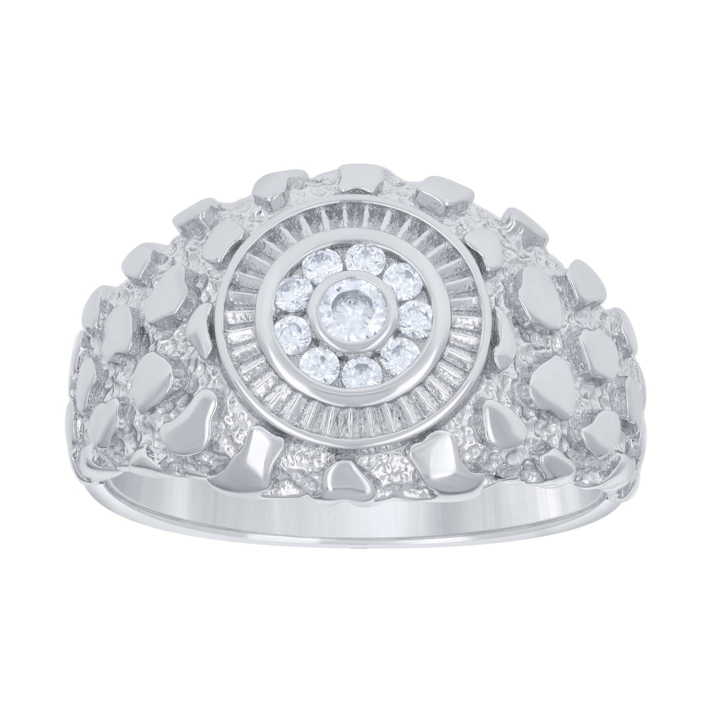 Sterling Silver Mens 0.26ct Moissanite Nugget Fashion Bridal Anniversary Wedding Engagement Band Ring