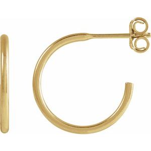 14K Yellow Gold-Filled Pair Hoop Earrings, Length: 15 Mm, Thickness: 1.25 Mm
