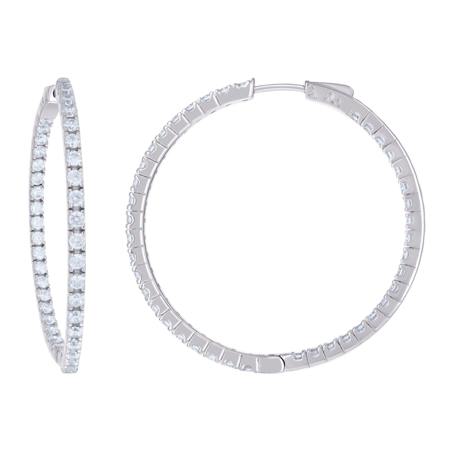 Sterling Silver Womens Cubic Zirconia 2.5mm Hoop Earrings