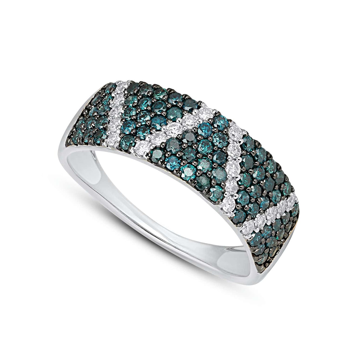 10K Yellow O White Gold 0.87 Cttw Blue Diamond Ladies Band
