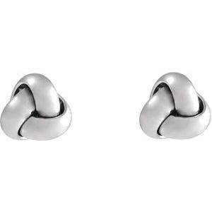 14K White Gold 10 X 10 Mm Pair Friction Backs Included Polished Hollow Knot Earrings