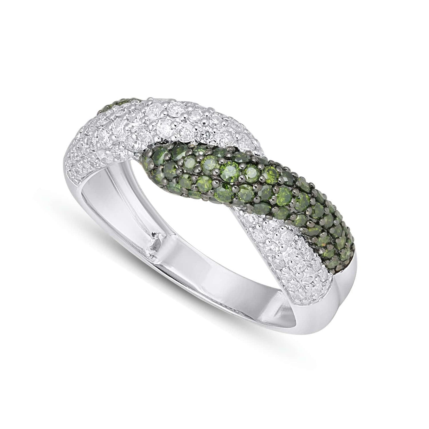 10K Yellow O White Gold Green Diamond Ladies Band