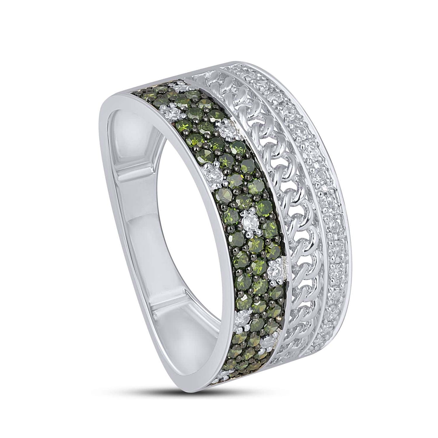 10K White Gold 0.56 Cttw Green Diamond Ladies Band