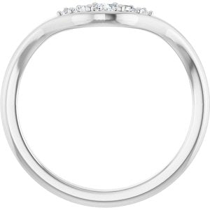 14K White Gold Round Polished 1/6 Ctw Lab-Grown Diamond Contour Band Size 7