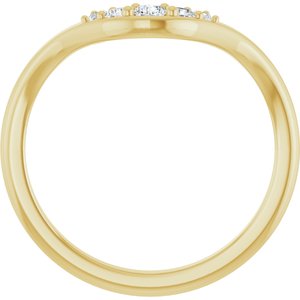 14K Yellow Gold Round Polished 1/6 Ctw Natural Diamond Contour Band Size 7