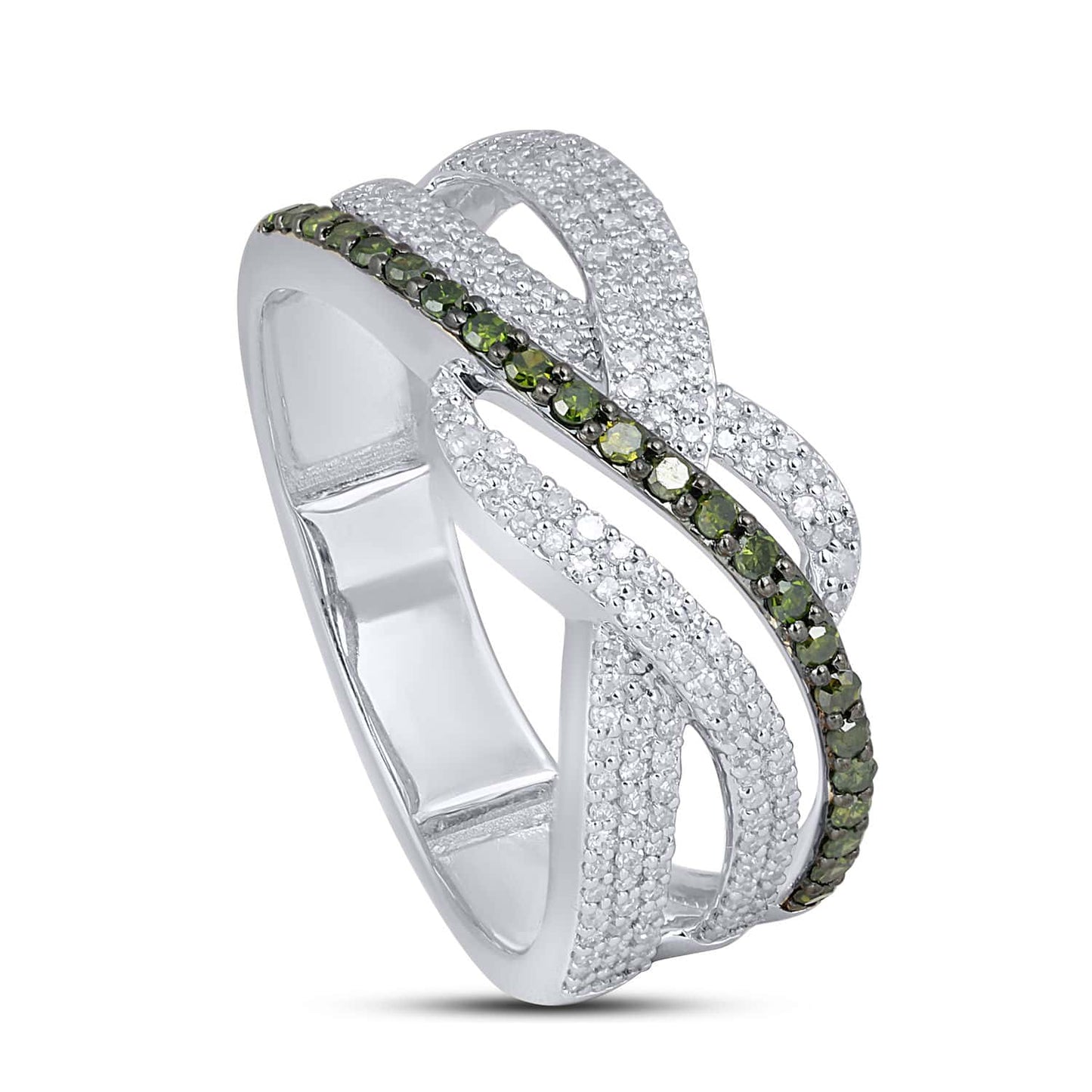 10K White Gold 0.50 Cttw Green Diamond Ladies Ring