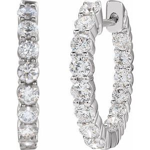 14K White Gold Pair Round Shape 2.8Mm I1, Gh 2 Ctw Natural Diamond Inside-Outside Hoop Earrings, Length: 20 Mm, Thickness: 2.98 Mm