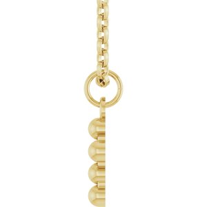14K Yellow Gold 12.3 X 6 Mm 18 In Polished Beaded Cross Necklace