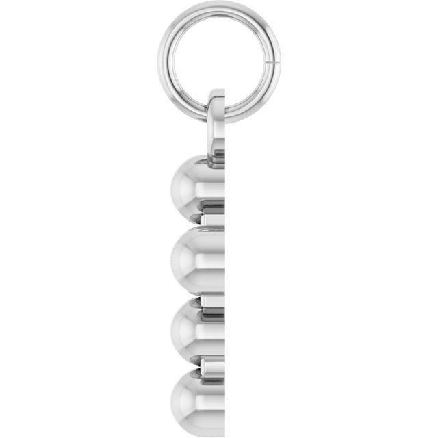 14K White Gold 12.3 X 6 Mm Polished Beaded Cross Pendant