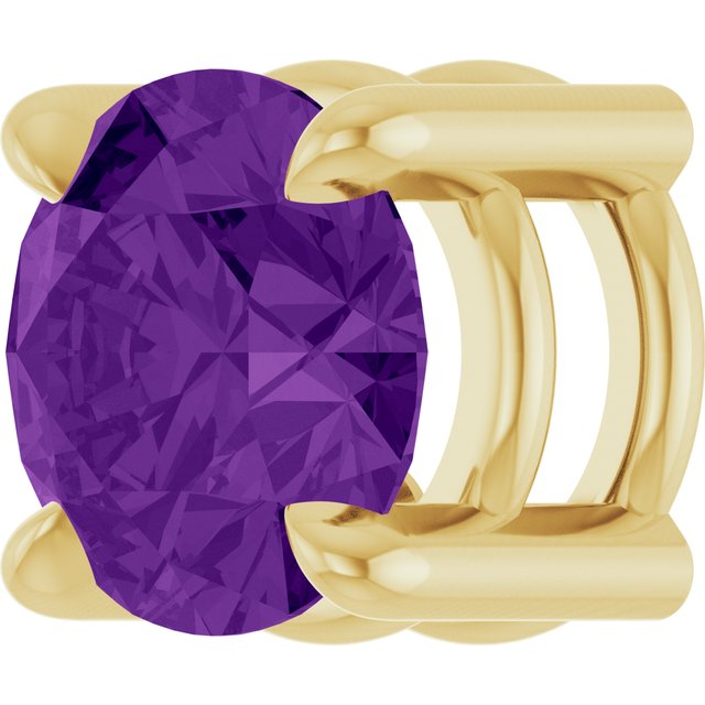 14K Yellow Gold Round 5.5 Mm Polished Natural Amethyst Solitaire Slide Pendant