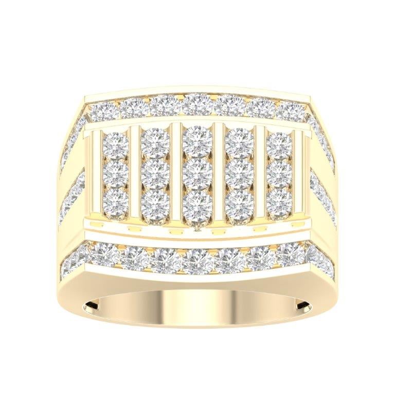 10K Yellow Gold 2.50 Cttw Diamond Mens Ring