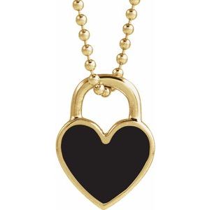 14K Yellow Or Rose Gold Or Sterling Silver 11.57 X 8.7 Mm Polished Enamel Heart Necklace