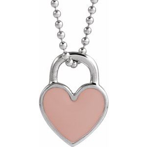 14K Yellow Or Rose Gold Or Sterling Silver 11.57 X 8.7 Mm Polished Enamel Heart Necklace
