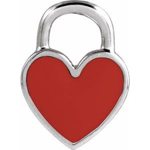 14K White Gold 11.57 X 8.7 Mm Polished Enamel Heart Pendant