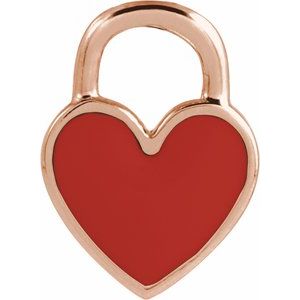 14K Rose Gold 11.57 X 8.7 Mm Polished Enamel Heart Pendant