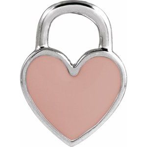14K White Gold 11.57 X 8.7 Mm Polished Enamel Heart Pendant