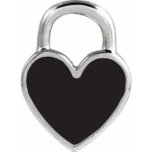 14K White Gold 11.57 X 8.7 Mm Polished Enamel Heart Pendant