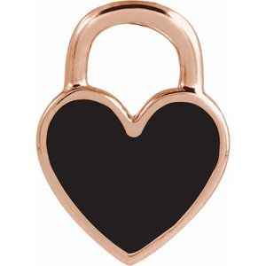 14K Rose Gold 11.57 X 8.7 Mm Polished Enamel Heart Pendant