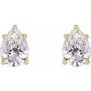 14K Yellow Gold Pear 7 X 5 Mm 1 Ctw Lab Grown Diamond Tapered Basket Earrings