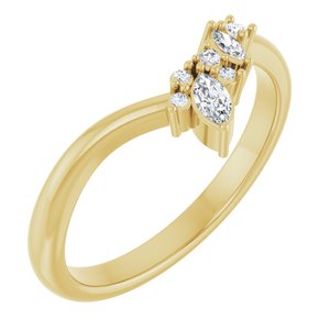 14K Yellow Gold Natural Diamond Marquise 4 X 2 Mm Natural Diamond Polished 1/8 Ctw Natural Diamond Contour Band Size 7