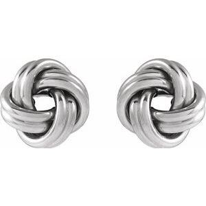 14K White Gold 10 X 10 Mm Pair Friction Backs Included Polished Hollow Knot Earrings