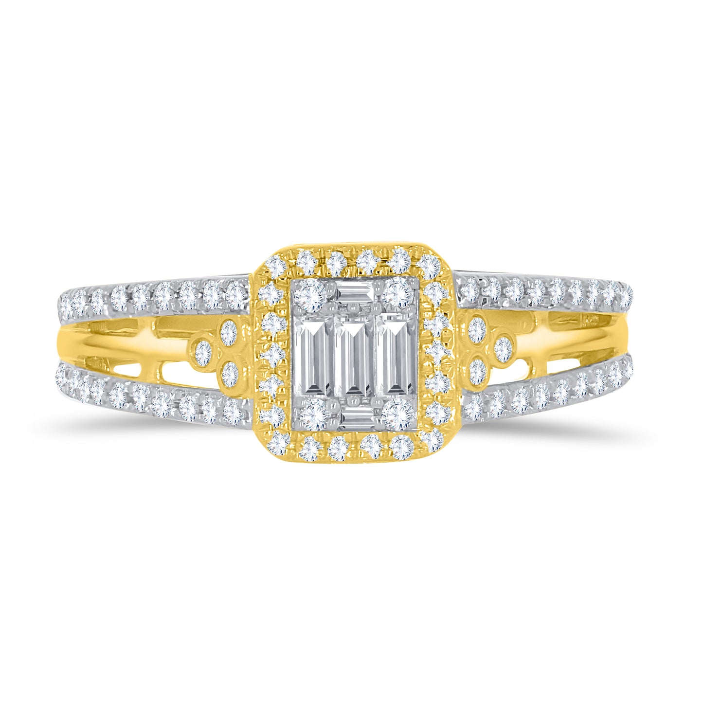 14K Two Tone Gold 0.31 Cttw Baguette Diamond Ladies Ring