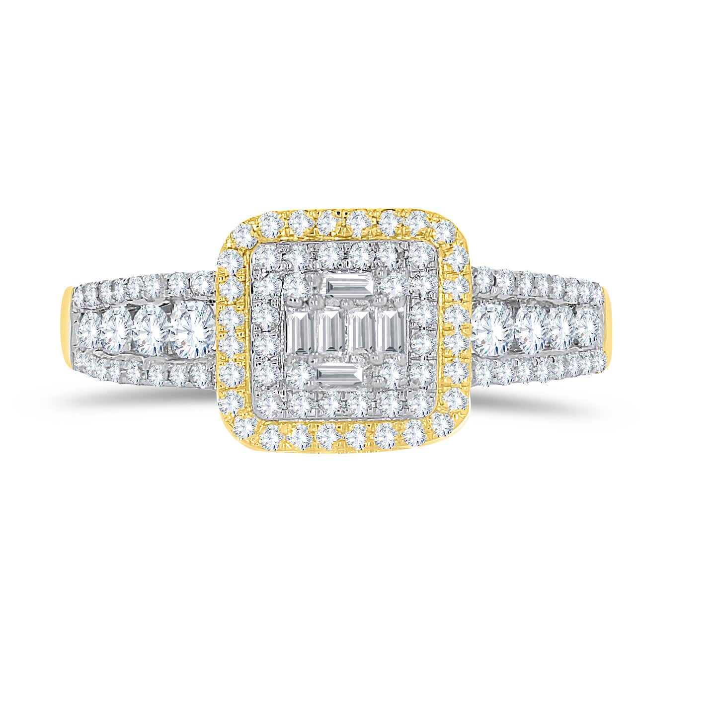 14K Two Tone Gold 0.47-0.48 Cttw Diamond Ladies Baguette Ring