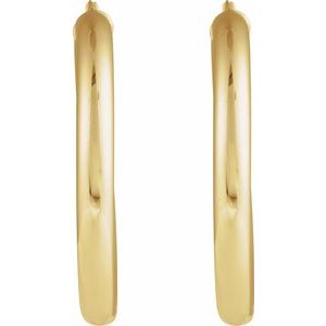 14K Yellow Gold Pair Round Tube Hoop Earrings, Length: 45 Mm, Thickness: 5 Mm