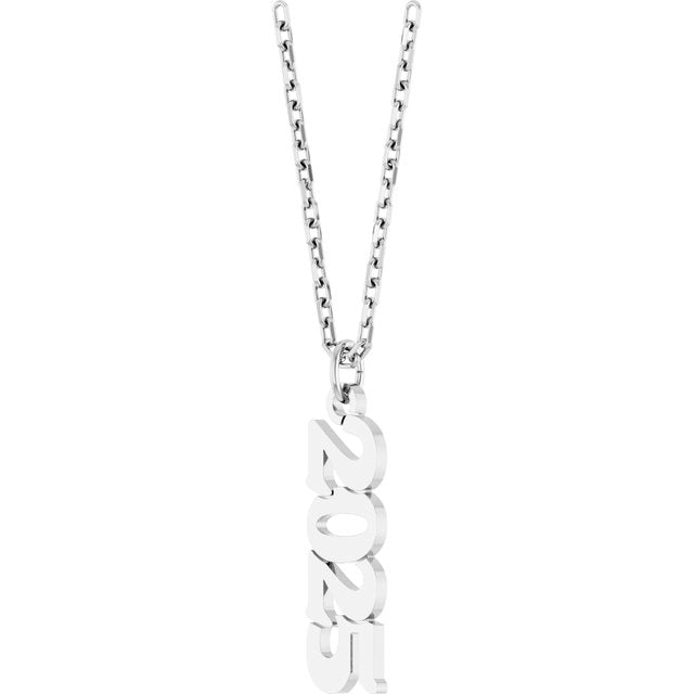14K White Gold 19.1 X 5.4 Mm 18 In Polished Petite Year 2025 Necklace