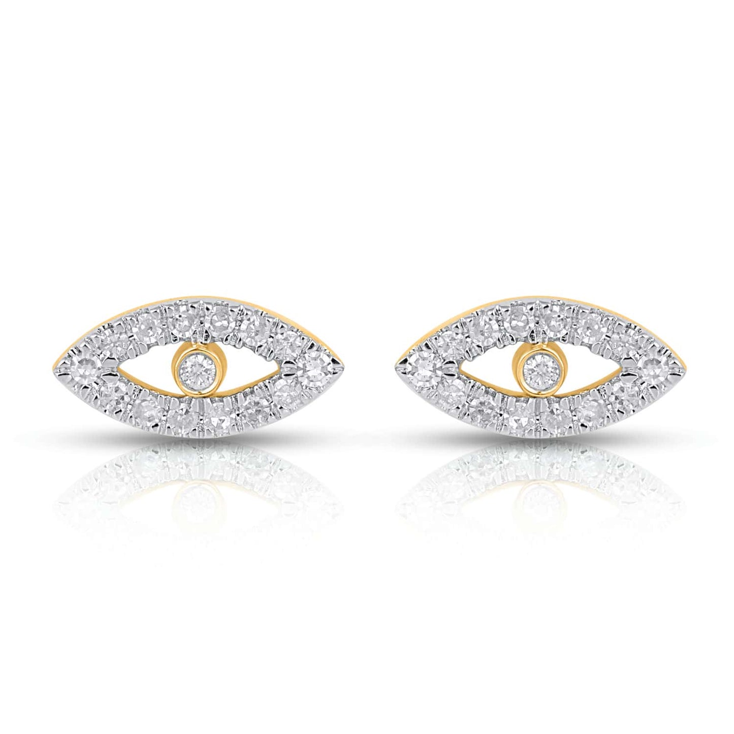 10K Yellow Gold 0.24 Cttw Diamond "Eyes" Earring