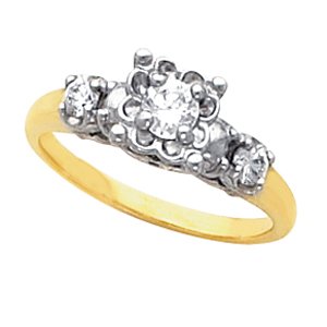 14K White/Yellow Gold Natural Diamond Round 3.9 Mm Natural Diamond Polished 1/4 Ctw Natural Diamond Engagement Ring Size 6